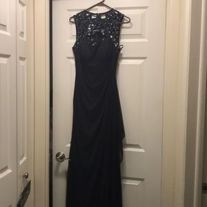 Beaded Navy Blue floor length gown